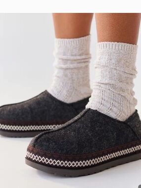 UGG Refelt Tasman Felt Charcoal Gray Convertible Platform Slipper Clog Shoes 9